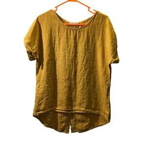 Terzo Millennio Italian lined crochet top mustard yellow sustainable Small6